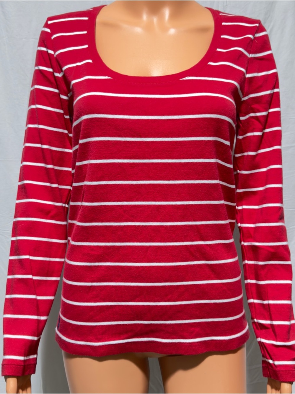 Ralph Lauren Red and White Striped Long-Sleeve Tee